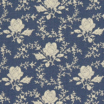 Blue Denim Cotton Poplin Flowers - Ribes y Casals