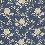 Blue Denim Cotton Poplin Flowers - Ribes y Casals