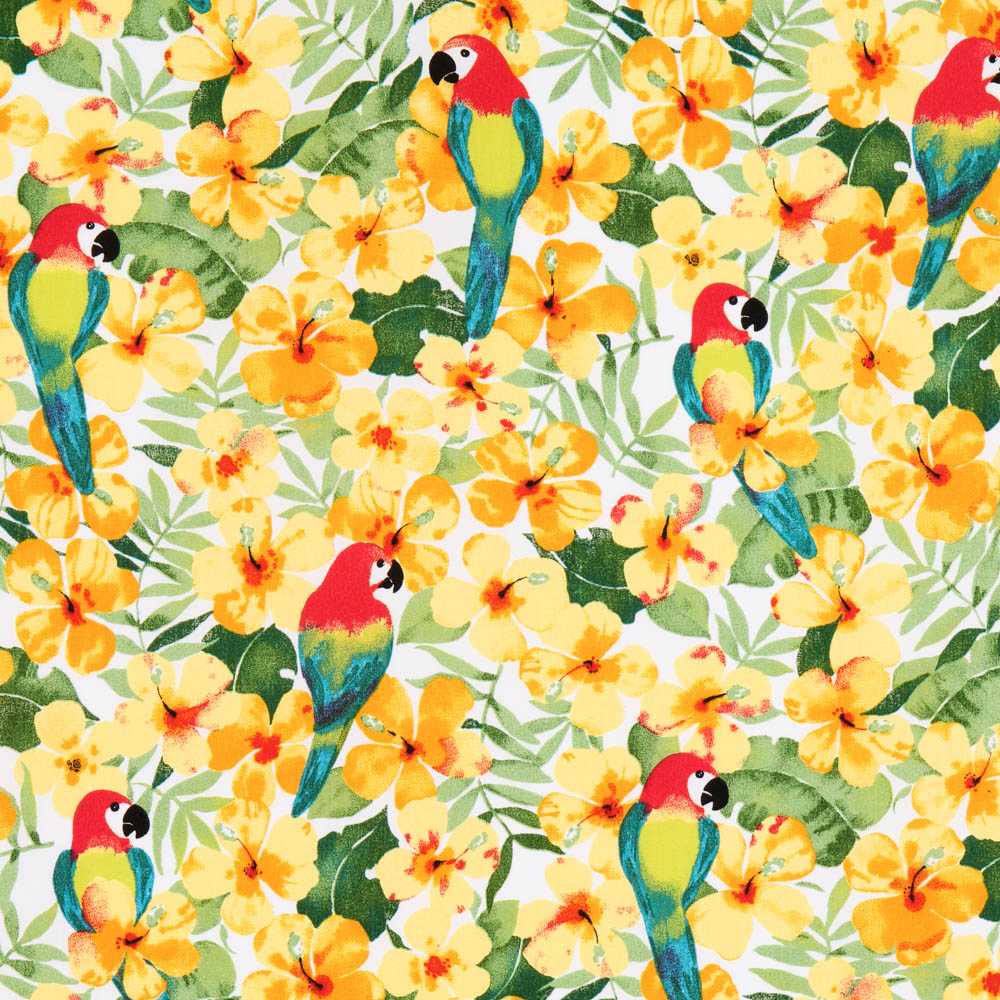 Organic Cotton Poplin Yellow Parrots - Ribes y Casals