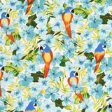 Organic Cotton Poplin Turquoise Parrots - Ribes y Casals