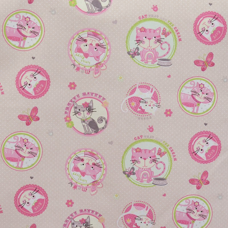Poplin Printed cats Pink - Ribes y Casals