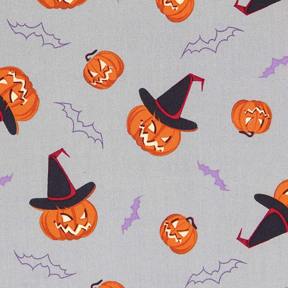 Pumpkin Halloween Poplin Gray - Ribes y Casals