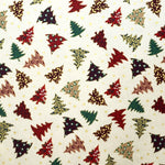 Fabric Christmas Trees Multicolor Ecru Background - Ribes y Casals