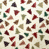 Fabric Christmas Trees Multicolor Ecru Background - Ribes y Casals