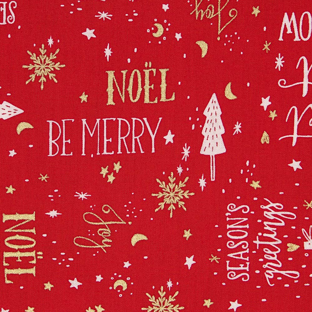Christmas Poplin Red Letters - Ribes y Casals