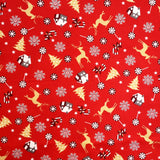Fabric Christmas Deer Red Background - Ribes y Casals