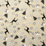 Fabric Christmas Deer Tan Background - Ribes y Casals