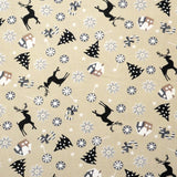 Fabric Christmas Deer Tan Background - Ribes y Casals