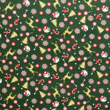 Fabric Christmas Deer Green Background - Ribes y Casals