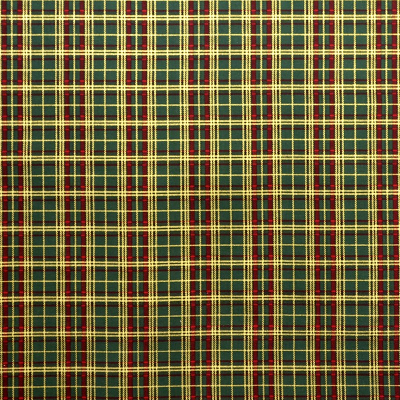 Fabric Christmas Checks Dark Green Background - Ribes y Casals