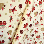 Fabric Christmas Drawings Ecru Background - Ribes y Casals
