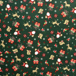 Fabric Christmas Drawings Dark Green Background - Ribes y Casals