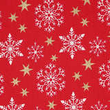Christmas Poplin Red Snow Stars - Ribes y Casals