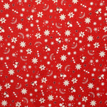 Fabric Christmas Stars Moon Red Background - Ribes y Casals