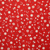 Fabric Christmas Stars Moon Red Background - Ribes y Casals