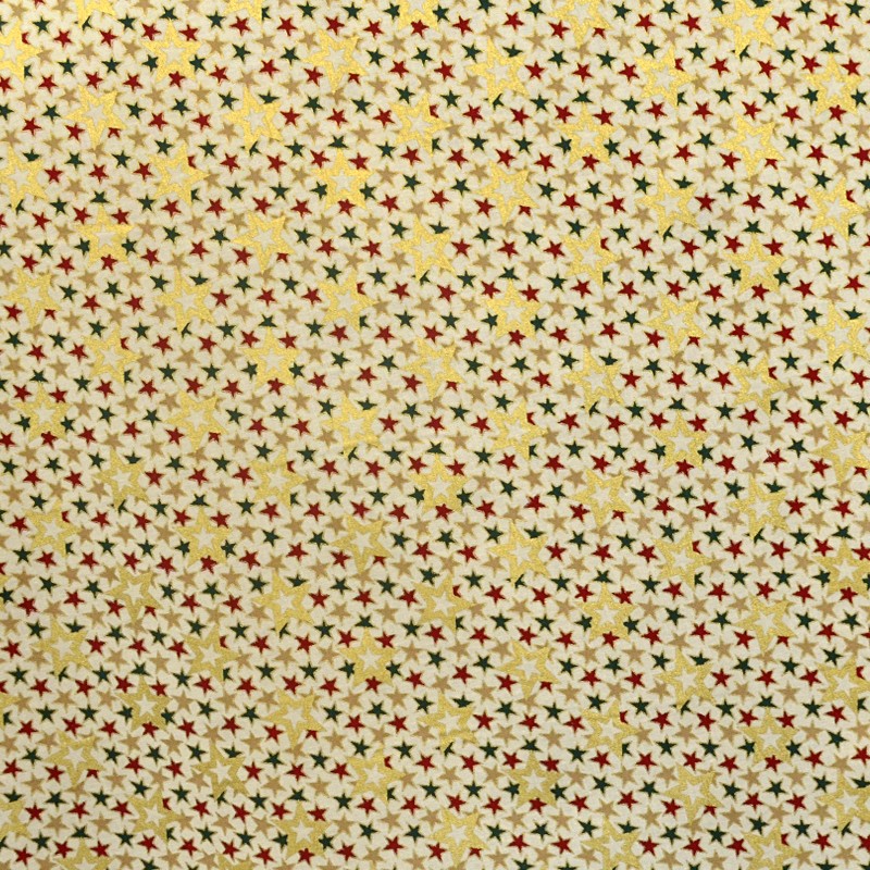 Fabric Christmas Stars Multicolor Ecru Background - Ribes y Casals