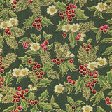Christmas Poplin Poinsettia Flower Green - Ribes y Casals