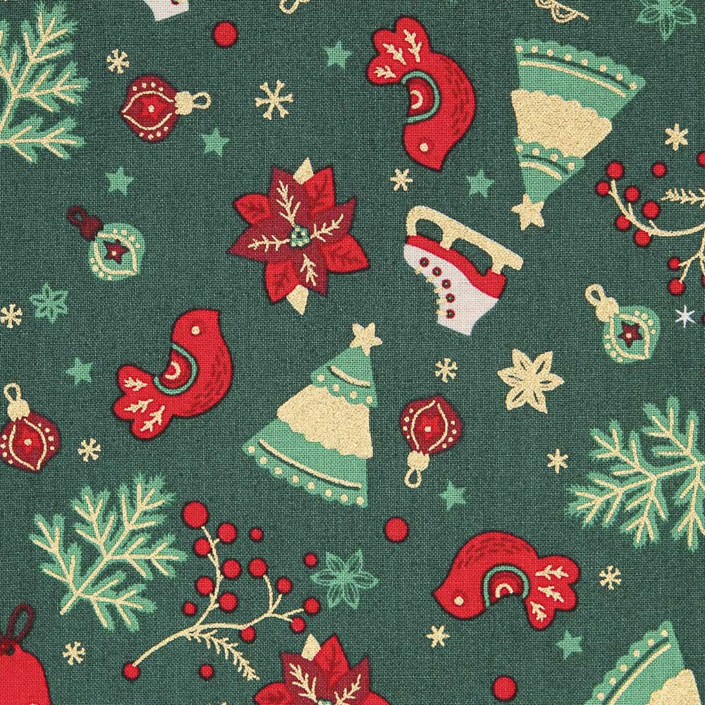 Green Mix Christmas Poplin - Ribes y Casals
