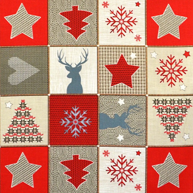 Fabric Christmas Mosaic Stars Multicolor - Ribes y Casals