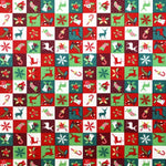 Fabric Christmas Mosaic Green Red - Ribes y Casals