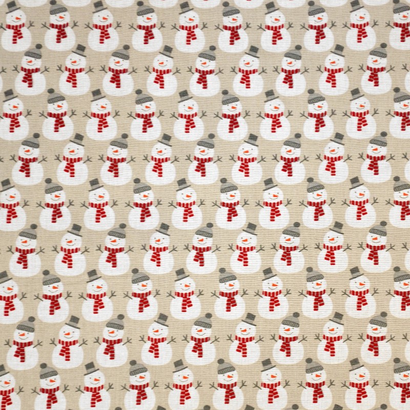 Fabric Christmas Snowmen Light Beige - Ribes y Casals