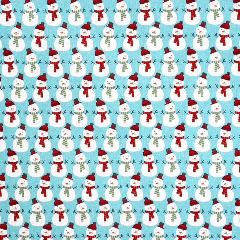 Fabric Christmas Snowmen Turquoise - Ribes y Casals