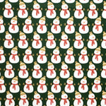 Fabric Christmas Snowmen Dark Green - Ribes y Casals