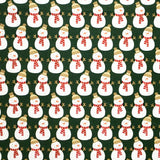 Fabric Christmas Snowmen Dark Green - Ribes y Casals