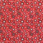 Fabric Christmas Snowflake Red Background - Ribes y Casals