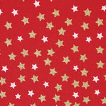 Christmas Poplin Stars Red Gold - Ribes y Casals