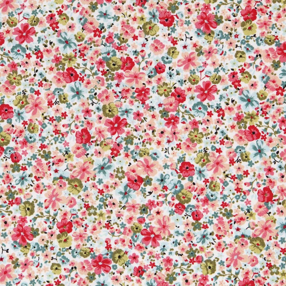 Organic Poplin Small Flowers Fuchsia - Ribes y Casals