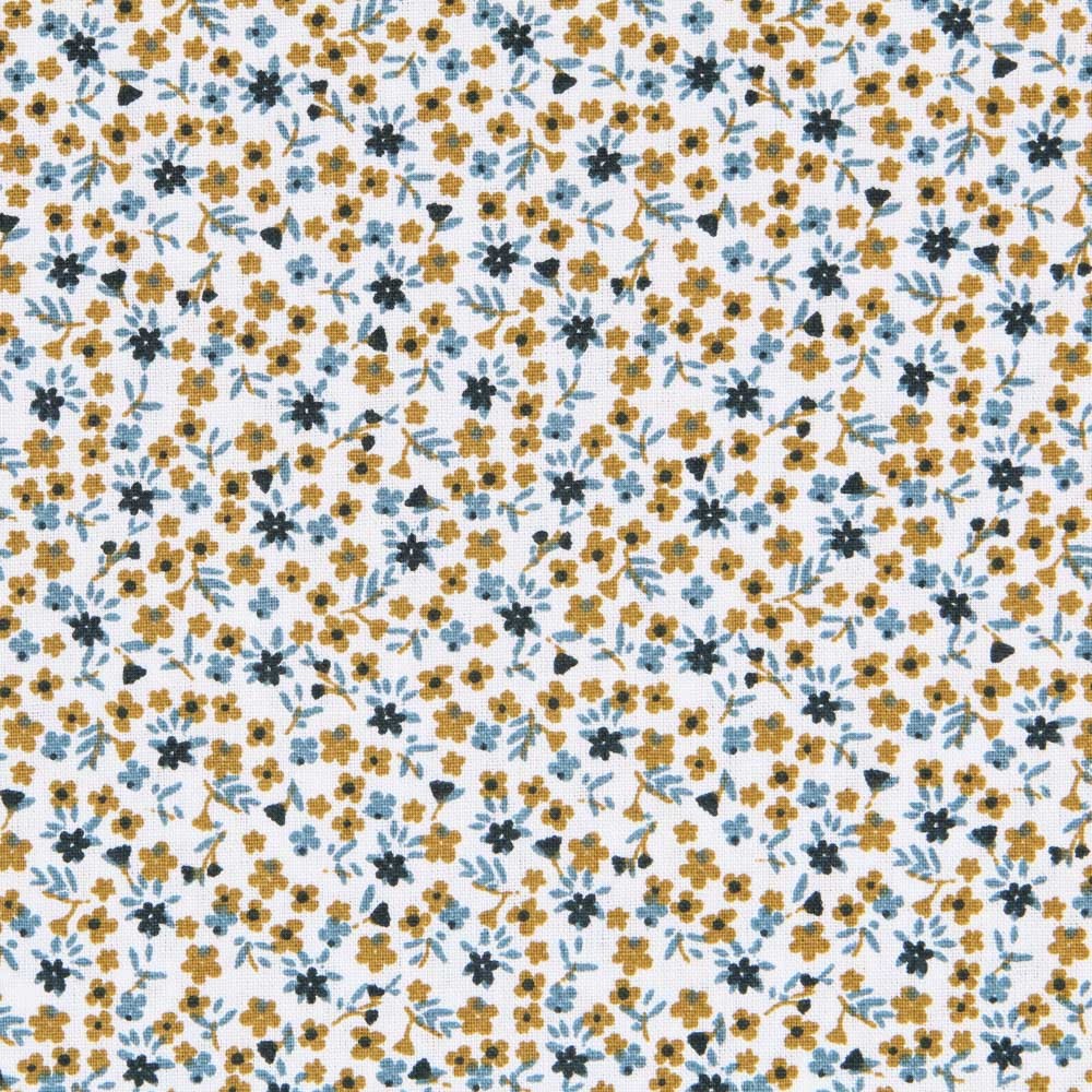 Patchwork Poplin Turquoise Flowers - Ribes y Casals