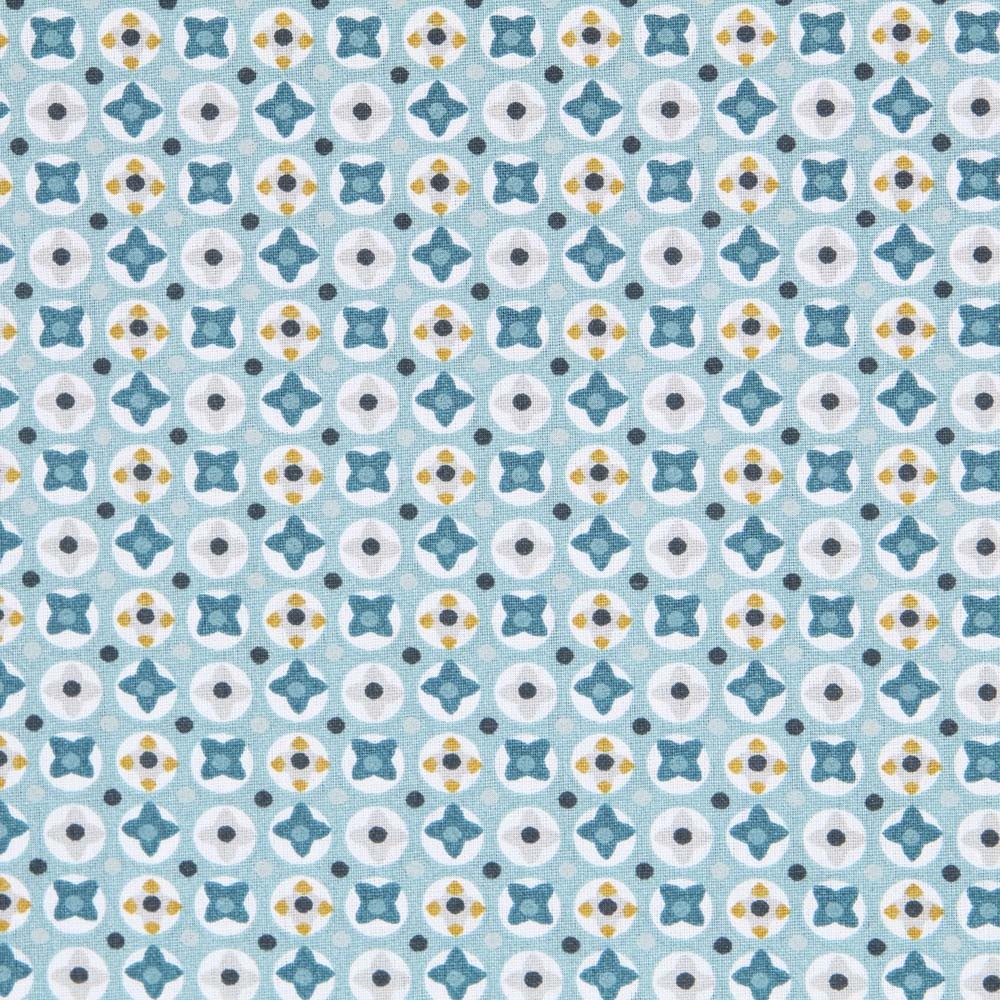 Patchwork Poplin Geometric Turquoise - Ribes y Casals