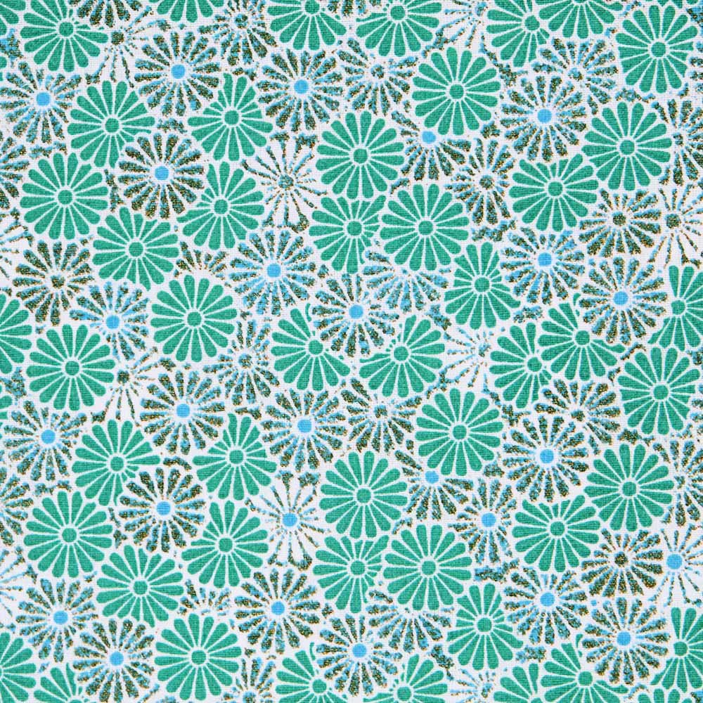 Cotton Fabric Daisies Turquoise - Ribes y Casals