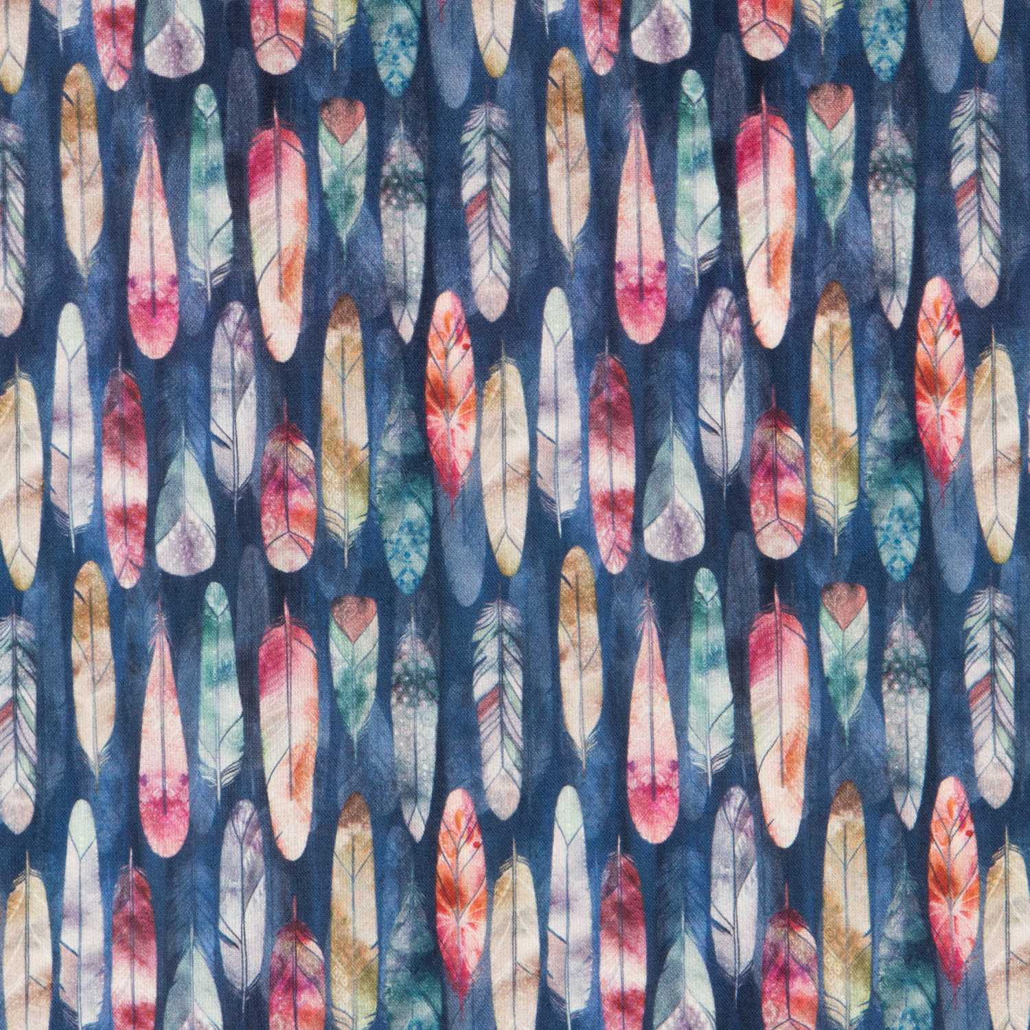 Poplin Cotton Feathers Violets - Ribes y Casals