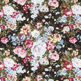 Retro Black Floral Poplin - Ribes y Casals