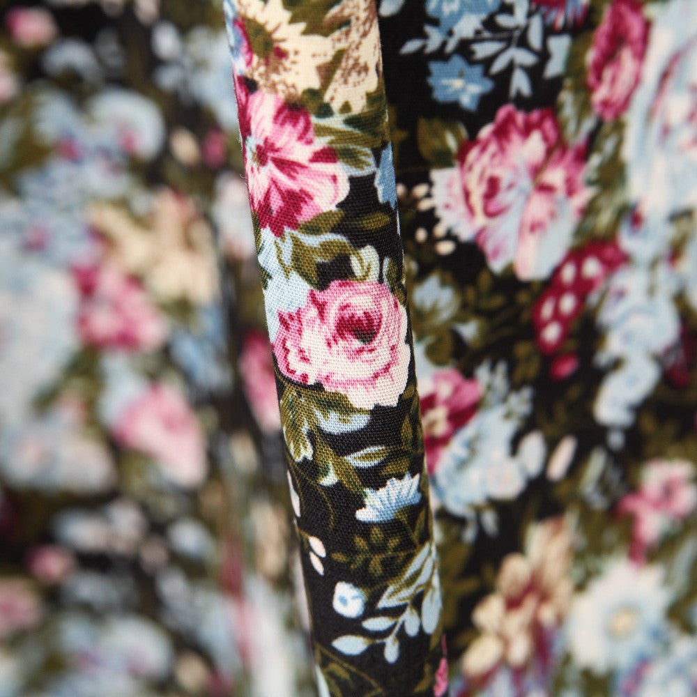 Retro Black Floral Poplin - Ribes y Casals