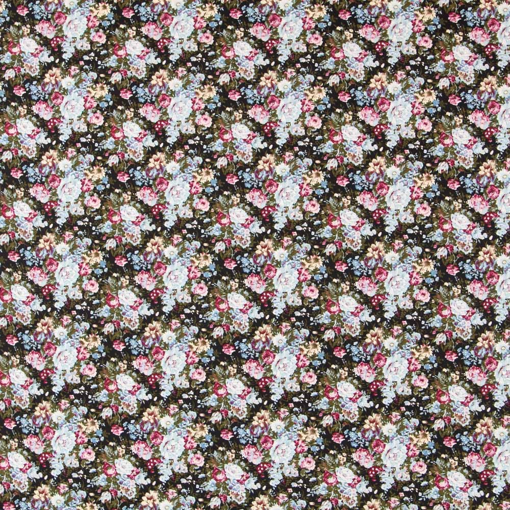 Retro Black Floral Poplin - Ribes y Casals