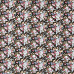Retro Black Floral Poplin - Ribes y Casals