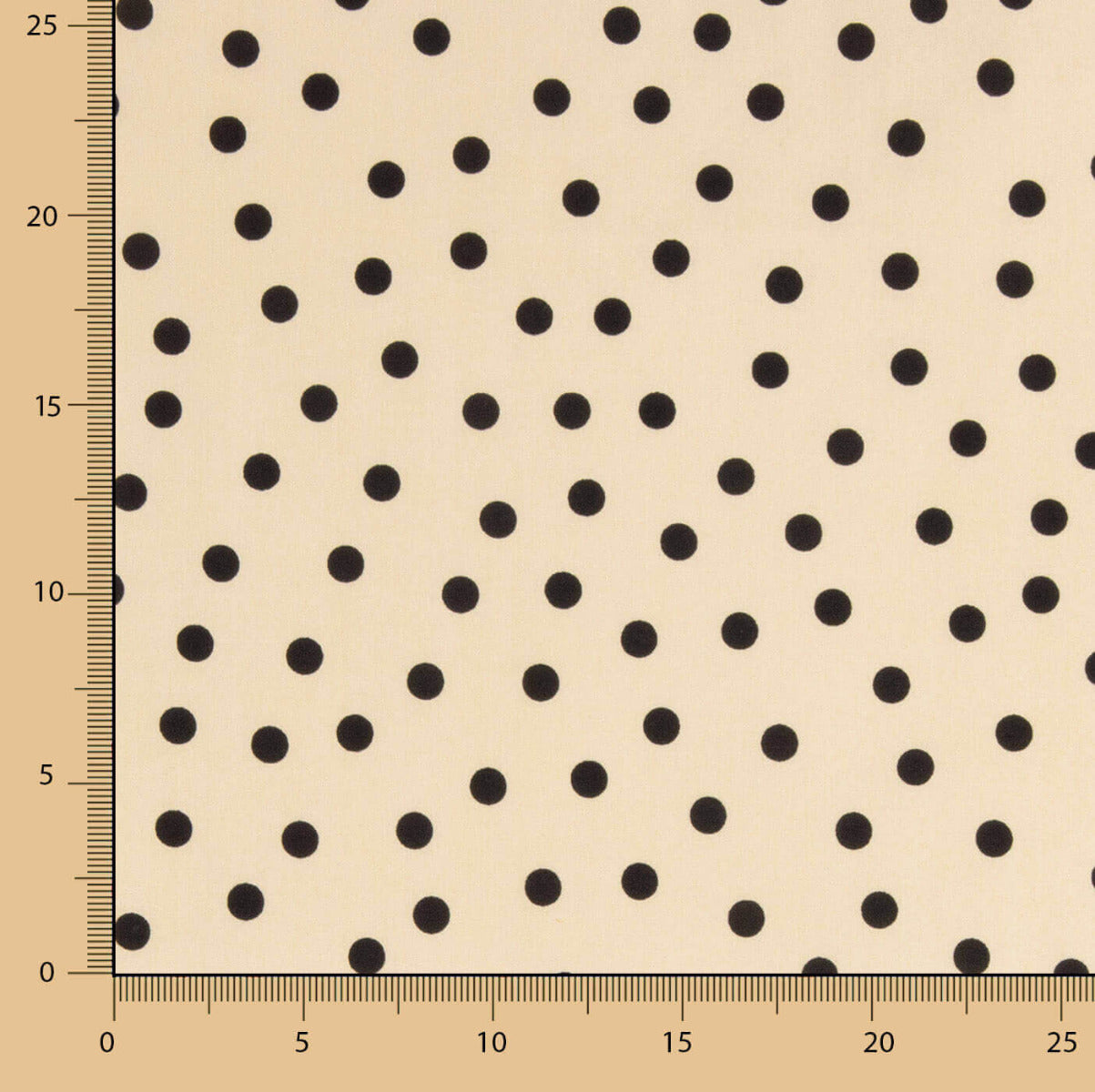 Fleece Poplin Spandex Polka Dots Black 7mm Beige - Ribes y Casals