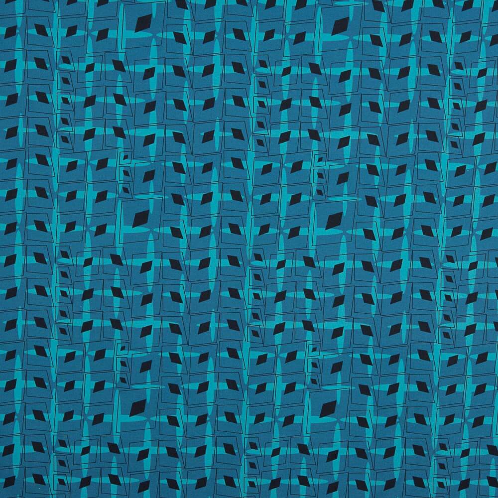 Cotton Poplin Canard Blue Geo - Ribes y Casals