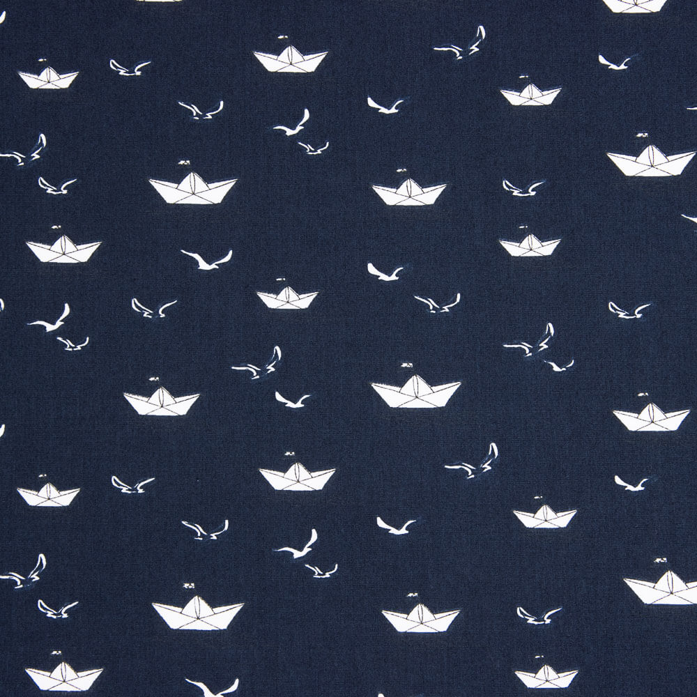Sailor Boats Cotton Poplin Fabric - Ribes y Casals