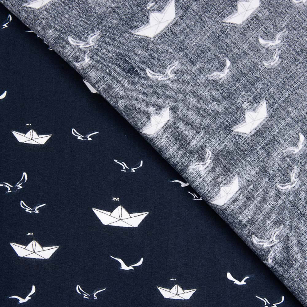 Sailor Boats Cotton Poplin Fabric - Ribes y Casals