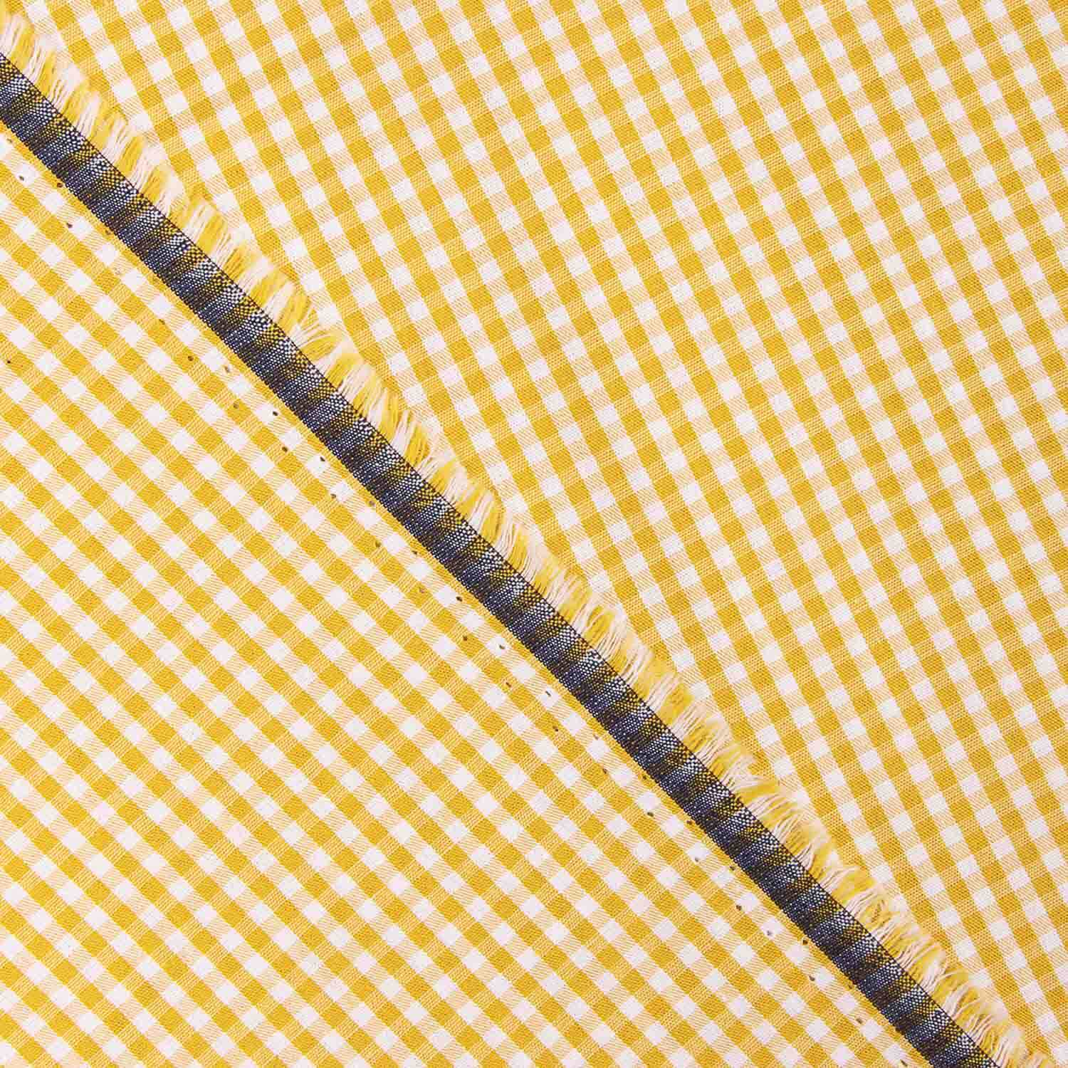 Mini Ochre Checked Cotton Poplin - Ribes y Casals
