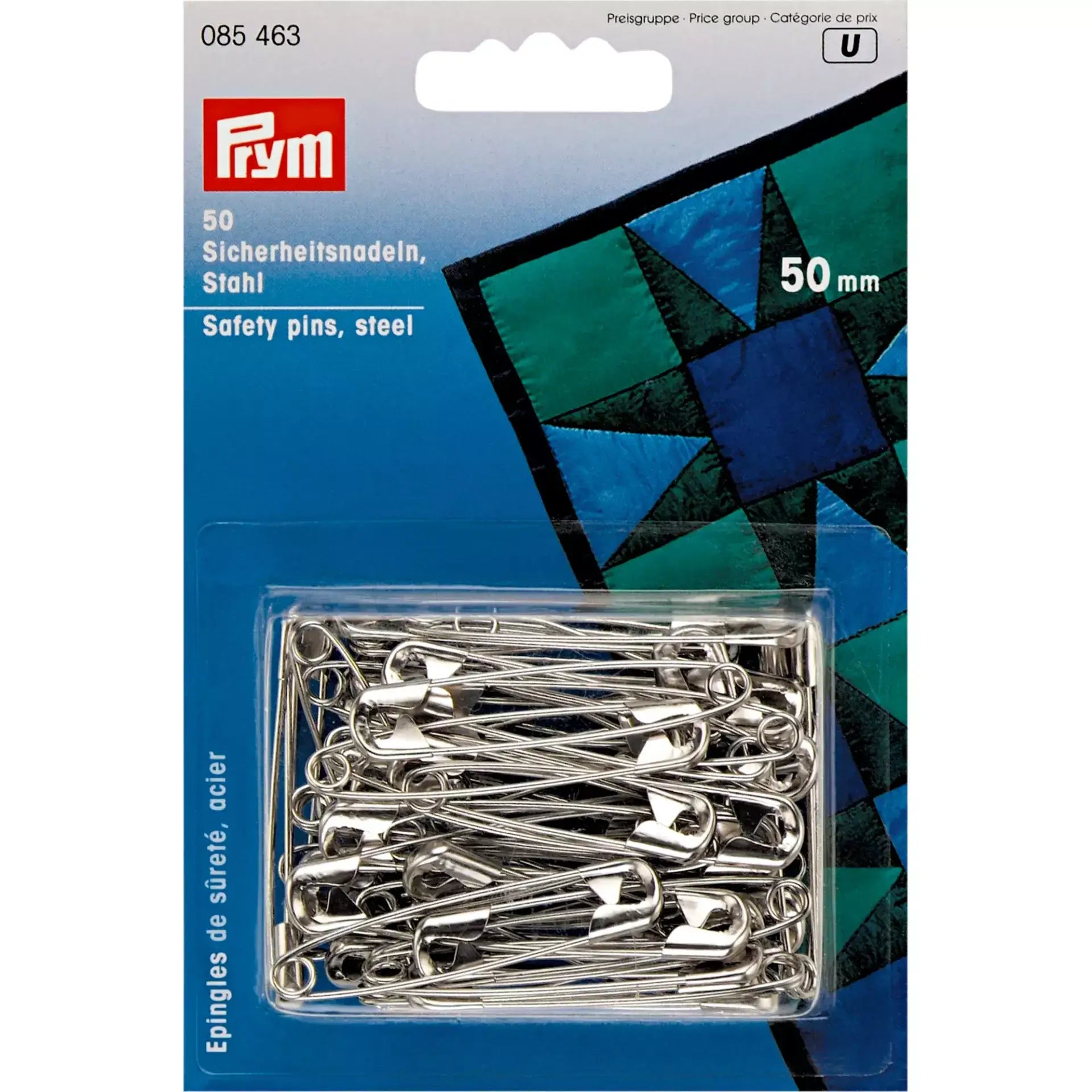 Prym 085463 Silver Safety Pins 50 mm No. 3 – Pack of 50 - Ribes y Casals