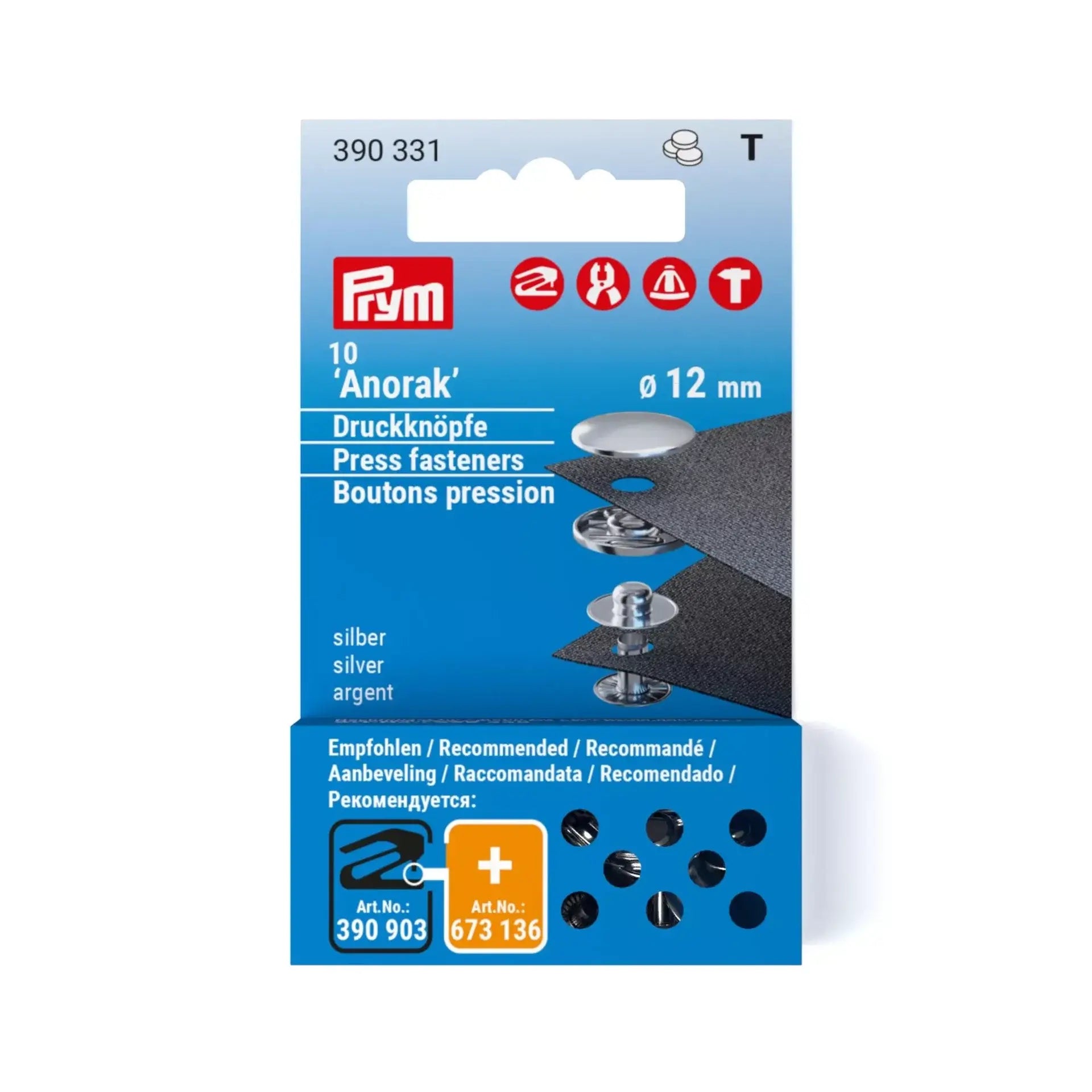 Prym Anorak 12 mm Silver Press-Studs - Ribes y Casals