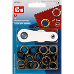 Prym Eyelets with Washers 11 mm Antique Brass – 15 Pieces - Ribes y Casals