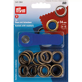 Prym Eyelets with Washers 14 mm Antique Brass – 10 Pieces - Ribes y Casals