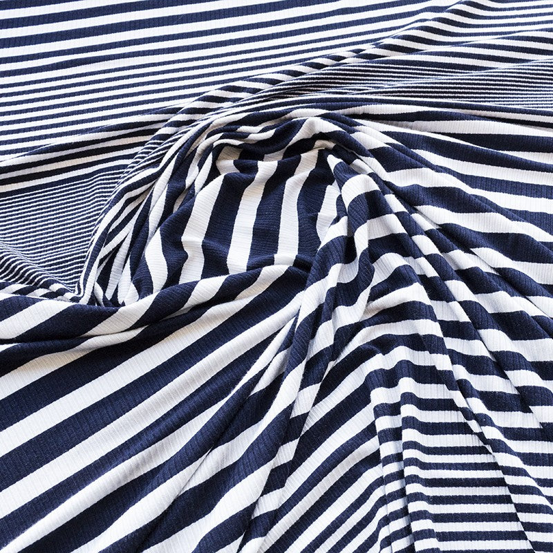 Ribbed Viscose Mesh Stripes Navy - Ribes y Casals