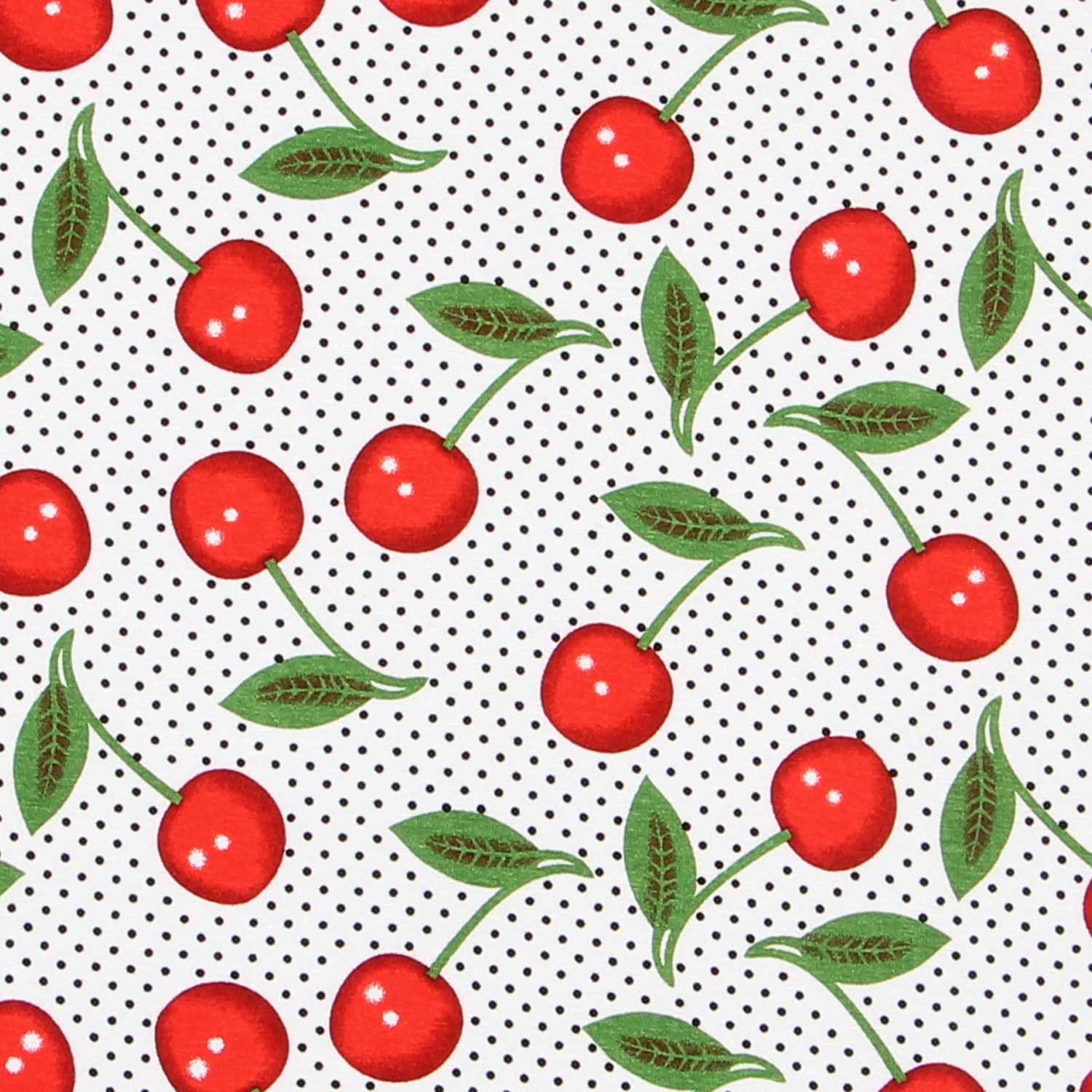 Cotton Jersey Cherry Dots White - Ribes y Casals